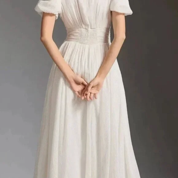 RARE Anthropologie “Katerina” Button-Front Dress in Ivory - Picture 5 of 6